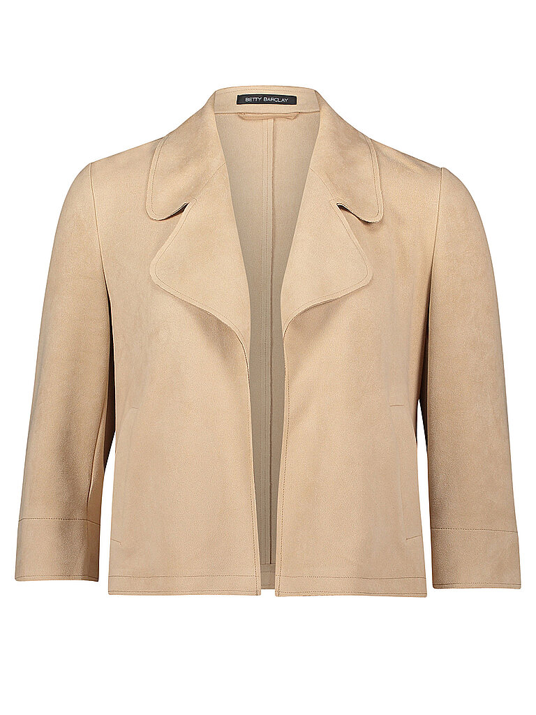 Jackenblazer BETTY BARCLAY "Damen mit Reißverschluss", Damen, Gr. 46, beige, Samt, Obermaterial: 92% Polyester, 8% Elasthan, gerade normal, Blazer